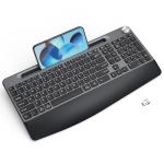 Ergonomic Wireless Keyboard with Wrist Rest and Holder