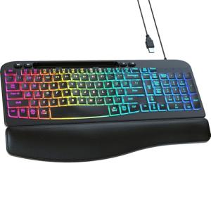 VEILZOR Ergonomic Backlit Keyboard with Wrist Rest