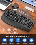 QUASIO Ergonomic Wireless Keyboard with Wrist Support