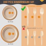 Eco-Friendly 250 Pcs Disposable Dinnerware Set