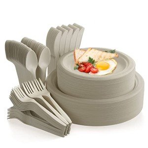 Eco-Friendly 250Pcs Disposable Paper Plates & Cutlery