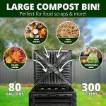 Large 80 Gallon Outdoor Compost Bin with Lid