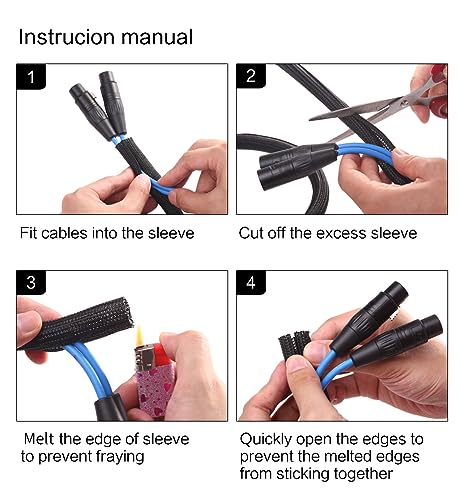 25ft Cord Protector Sleeve for Cables – Black