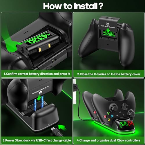 OIVO Xbox Controller Charger Station with 2 Batteries