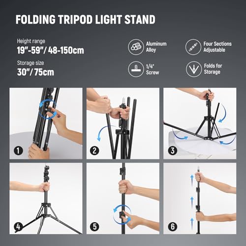 NEEWER 18" Ring Light Kit with Stand & Phone Holder