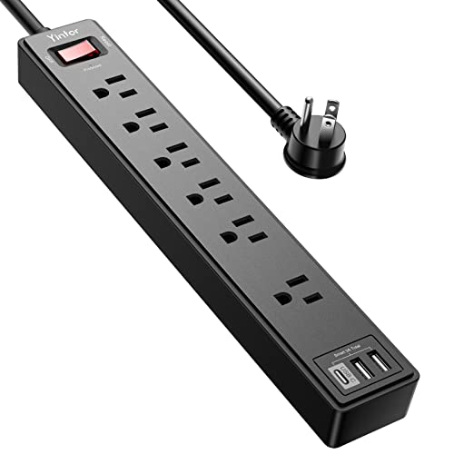6-Foot Power Strip with 6 AC Outlets & USB Ports