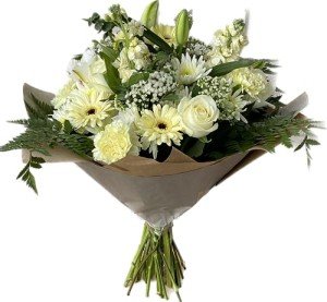 Serenity White Rose and Lily Bouquet