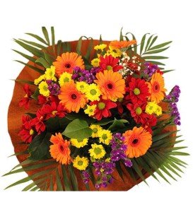 Autumn Burn Bouquet: Bright Orange & Yellow Flowers