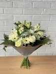 Serenity White Rose and Lily Bouquet
