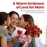 Luxury Red Carnation Bouquet with Belgian Chocolates