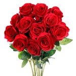 12 Red Silk Rose Flowers Bouquet for Decor