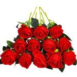 12PCS Realistic Red Artificial Roses Bouquet