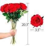 12 Red Silk Rose Flowers Bouquet for Decor