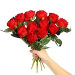 12PCS Realistic Red Artificial Roses Bouquet