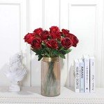 12 PCS Burgundy Artificial Long Stem Roses