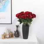 12 PCS Burgundy Artificial Long Stem Roses