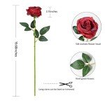 12 PCS Burgundy Artificial Long Stem Roses