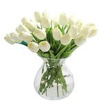 20pcs Real Touch Artificial White Tulips Flowers