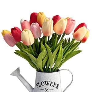 24 Multicolor Real Touch Artificial Tulips