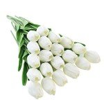 20pcs Real Touch Artificial White Tulips Flowers