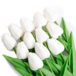12 Pcs White Artificial Tulip Bouquet Decor