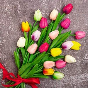 20 Pcs Multicolored Real Touch Artificial Tulips