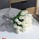20pcs Real Touch Artificial White Tulips Flowers