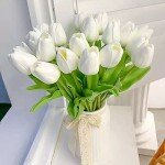 12 Pcs White Artificial Tulip Bouquet Decor
