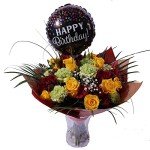 Fresh Fluffy Flower Birthday Bouquet with Balloon