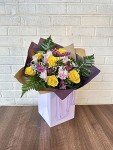Bright Yellow Rose Bouquet with Birthday Balloon