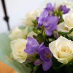 Elegant White Rose & Lilac Freesia Bouquet