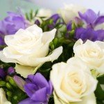 Elegant White Rose & Lilac Freesia Bouquet