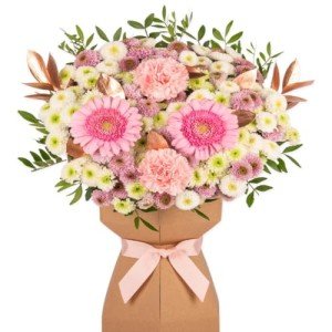 Blushing Elegance Fresh Flower Bouquet with Vase
