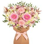 Blushing Elegance Fresh Flower Bouquet with Vase