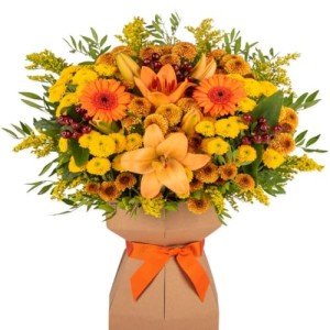 Autumn Harvest Fresh Flower Bouquet in Vase
