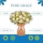 Elegant White Roses Bouquet with Presentation Vase