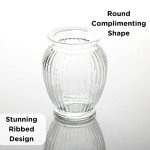 Large Clear Ribbed Glass Flower Vase - 18cm