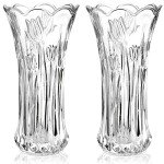 Set of 2 Modern Glass Flower Vases 9.5