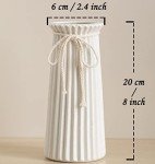 Small White Ceramic Ribbed Vase for Flowers