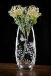 Butterfly Etched Floral Barrel Vase - 25cm
