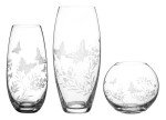Butterfly Etched Floral Barrel Vase - 25cm