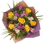Scented Cheer Bouquet with Yellow Roses and Florals
