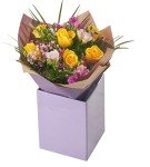 Scented Cheer Bouquet with Yellow Roses and Florals