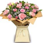 Beautiful Pink Carnations & Freesias Bouquet