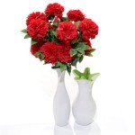 Red Silk Carnation and Hydrangea Bouquet
