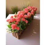 Red Silk Carnation and Hydrangea Bouquet