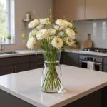 Modern Clear Glass Vase for Flowers, 20cm
