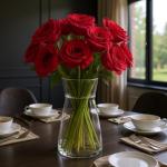 Modern Clear Glass Vase for Flowers, 20cm