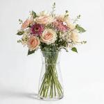 Modern Clear Glass Vase for Flowers, 20cm