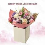 Orchid and Rose Bouquet with Pink Carnations